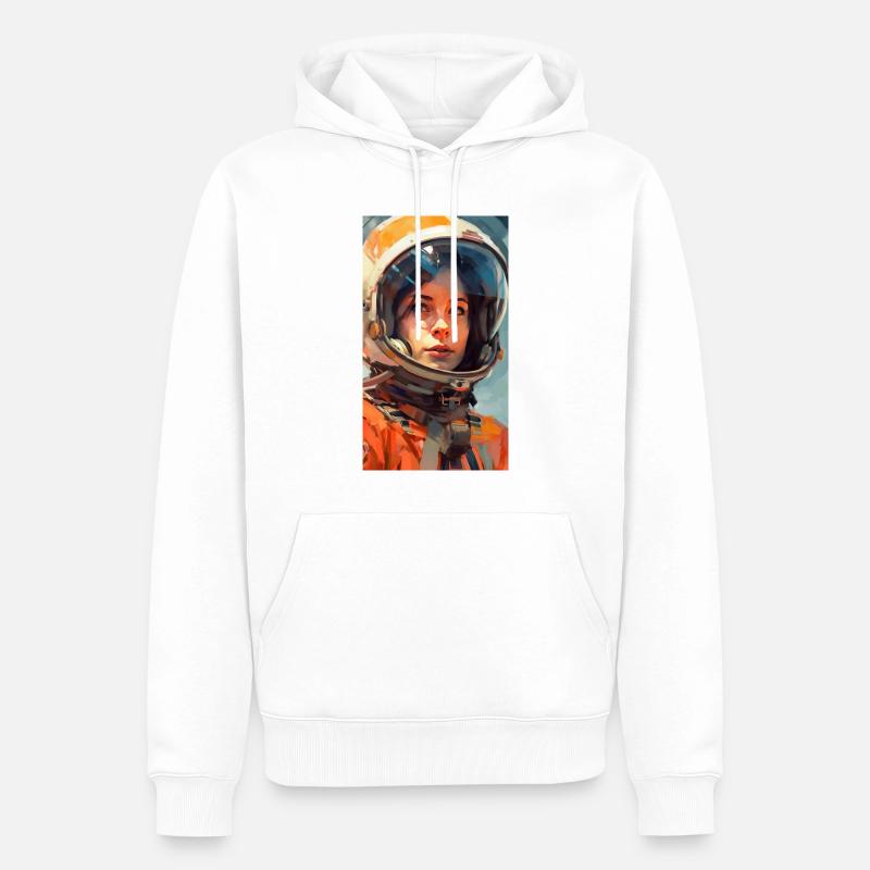 Fille de l’espace - Sweat à capuche Premium bio Homme - blanc