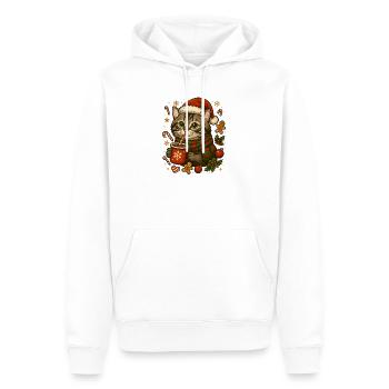 Chat à Noël - Sweat à capuche Premium bio Homme - blanc - Devant - Nico (187cm)