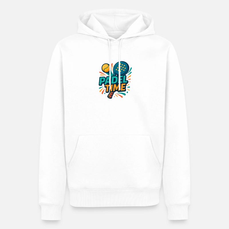 Explosion de couleurs du temps du Padel - Sweat à capuche Premium bio Homme - blanc