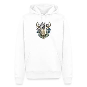 Os de cerf avec couronne de fleurs - Sweat à capuche Premium bio Homme - blanc - Devant - Nico (187cm)