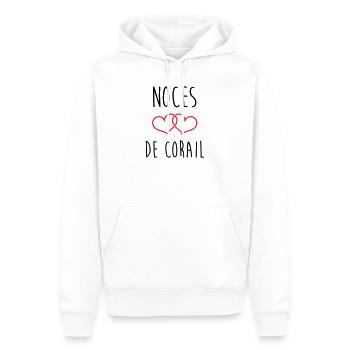 Noces de Corail 11 ans de mariage - Sweat à capuche Premium bio Homme - blanc - Devant - Nico (187cm)