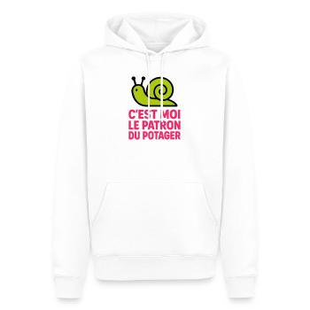C'est Moi le Patron du Potager : Design Escargot - Sweat à capuche Premium bio Homme - blanc - Devant - Nico (187cm)