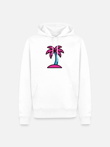 Neon Palm Tree 90s Vaporwave - Men’s Premium Organic Hoodie - white