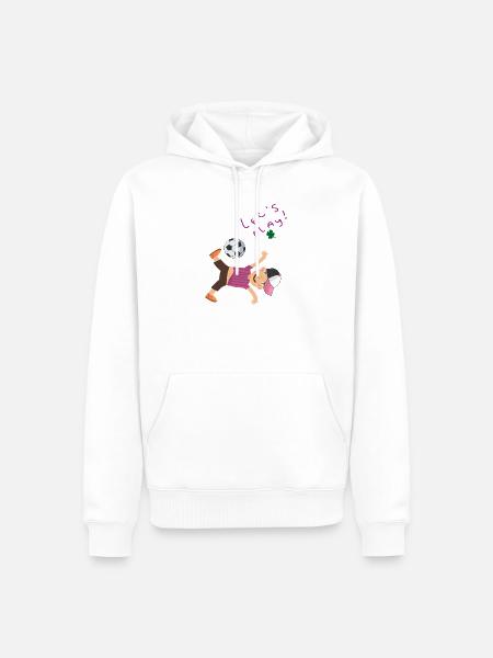 kleiner Junge mit Fußball - Männer Premium Bio Hoodie - Weiß