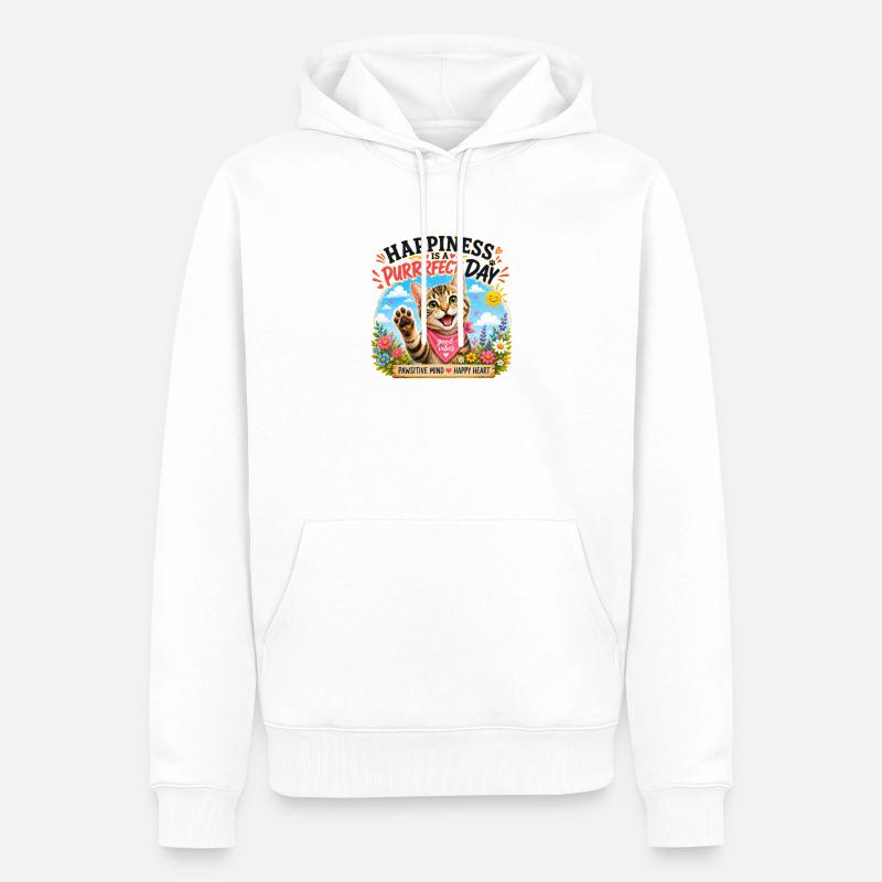 Journée de ronrons parfaite - Sweat à capuche Premium bio Homme - blanc