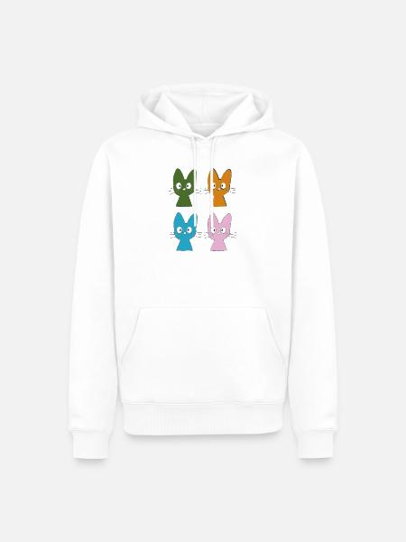 Vier bunte Katzenfreunde - Männer Premium Bio Hoodie - Weiß