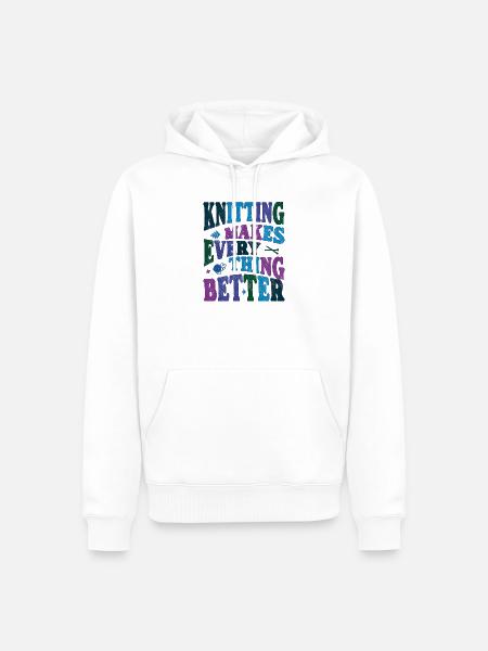 Knitting makes everything better - Männer Premium Bio Hoodie - Weiß