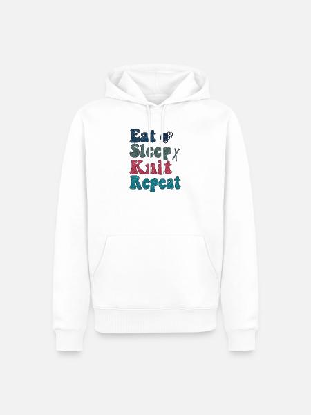 Stricken - Eat Sleep Knit Repeat - Männer Premium Bio Hoodie - Weiß