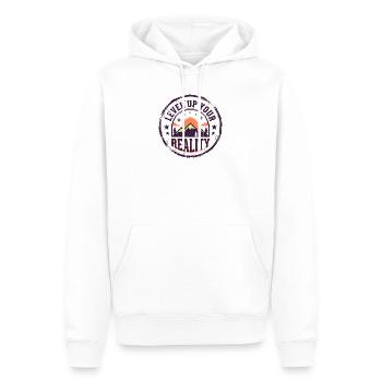 Level up your reality - Männer Premium Bio Hoodie - Weiß - Vorne - Nico (187cm)