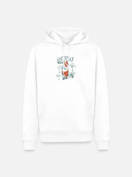 Retro Surf Welle am Strand - Männer Premium Bio Hoodie - Weiß