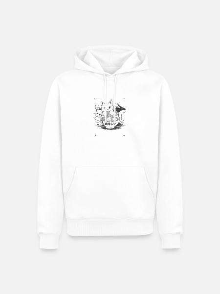 Katze Klaut Mein Ramen - Männer Premium Bio Hoodie - Weiß