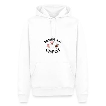 Belote Monsieur capot coinche contrée cadeau - Sweat à capuche Premium bio Homme - blanc - Devant - Nico (187cm)