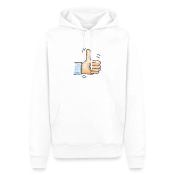 Pouces en l’air - Sweat à capuche Premium bio Homme - blanc - Devant - Nico (187cm)