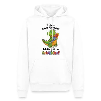 Tschüss Kindergarten, ich bin ein Schulkind Dino - Männer Premium Bio Hoodie - Weiß - Vorne - Nico (187cm)