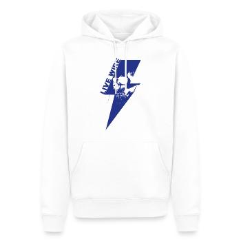 Live Wire Totenkopf Blau - Männer Premium Bio Hoodie - Weiß - Vorne - Nico (187cm)