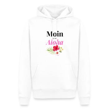 Moin ist mein Aloha - das nordische Lebensmotto - Männer Premium Bio Hoodie - Weiß - Vorne - Nico (187cm)
