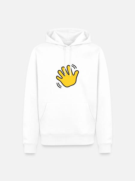 Emoji winken Skizze Farbe - Herre Premium økologisk hoodie - hvid