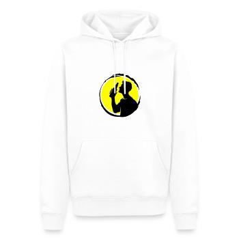 Bière buvant silhouette fête - Sweat à capuche Premium bio Homme - blanc - Devant - Nico (187cm)
