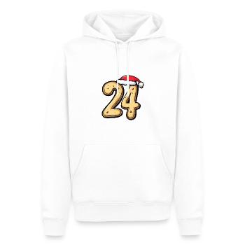 24 Numéro Noël - Sweat à capuche Premium bio Homme - blanc - Devant - Nico (187cm)