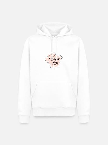 Carpe diem Wolke Spruch - Männer Premium Bio Hoodie - Weiß