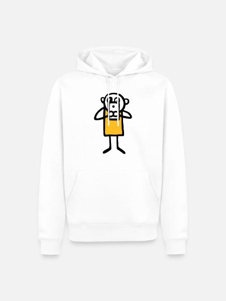 Männchen mit großem Handy - V2 - Männer Premium Bio Hoodie - Weiß