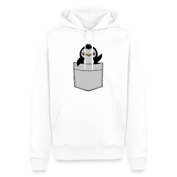 Pingouin de poche de poitrine agité - Sweat à capuche Premium bio Homme - blanc - Devant - Nico (187cm)