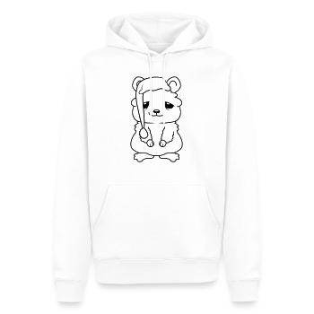 Drôle Tête endormie Cernes Hamster - Sweat à capuche Premium bio Homme - blanc - Devant - Nico (187cm)