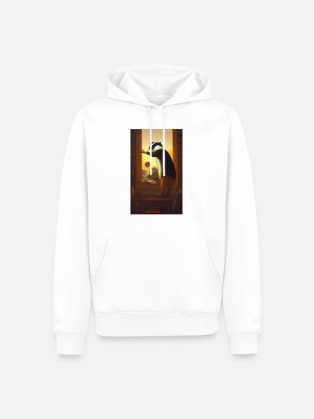 Dachs coole Porträtzeichnung - Männer Premium Bio Hoodie - Weiß