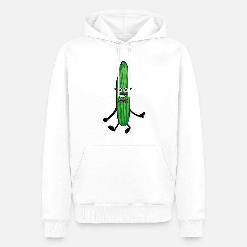 Concombre heureux,Concombre,Comique,Joyeux,Nerd - Sweat à capuche Premium bio Homme - blanc