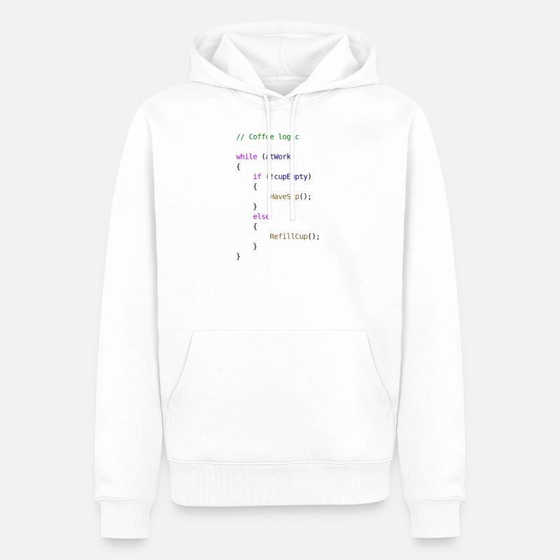 Idée cadeau programmeur logique café - Sweat à capuche Premium bio Homme - blanc
