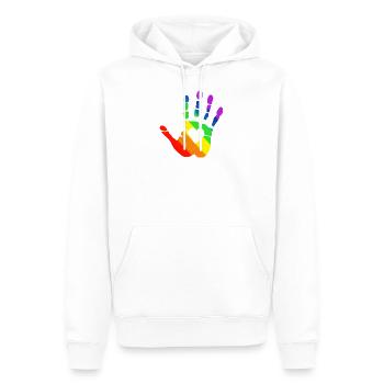 Lgbt rainbow heart print with heart, gay pride - Sweat à capuche Premium bio Homme - blanc - Devant - Nico (187cm)