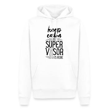 Reste calme Le superviseur Est Ici Le Métier Gardien - Sweat à capuche Premium bio Homme - blanc - Devant - Nico (187cm)