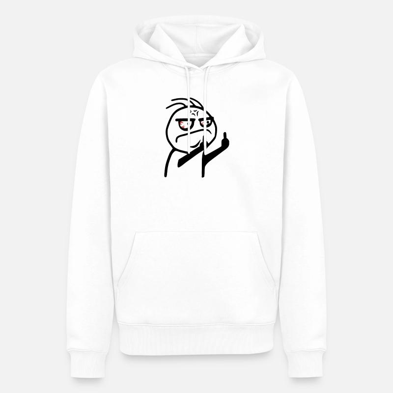 Mittelfinger Meme Fick dich Strichmännchen - Männer Premium Bio Hoodie - Weiß
