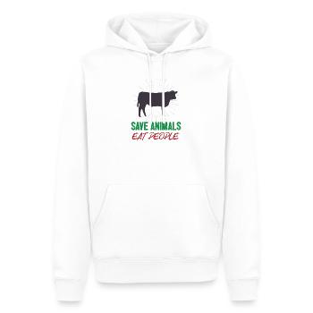 Tiere retten Menschen essen - Männer Premium Bio Hoodie - Weiß - Vorne - Nico (187cm)