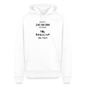 Cadeau humour chien homme ou femme - Sweat à capuche Premium bio Homme - blanc - Devant - Nico (187cm)
