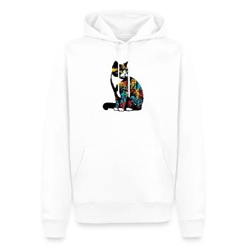 Chat - Sweat à capuche Premium bio Homme - blanc - Devant - Nico (187cm)