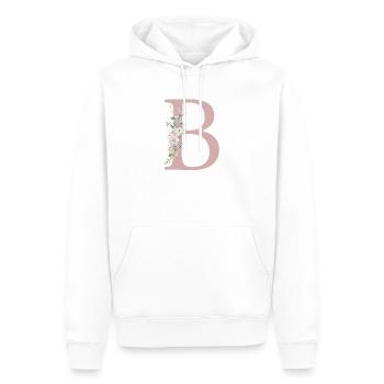 B Monogramme, Floral, Personnalisable - Sweat à capuche Premium bio Homme - blanc - Devant - Nico (187cm)
