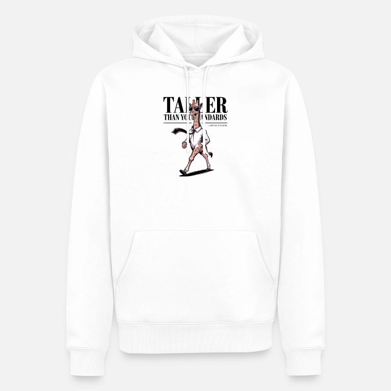 Girafe plus grande que tes standards - Sweat à capuche Premium bio Homme - blanc