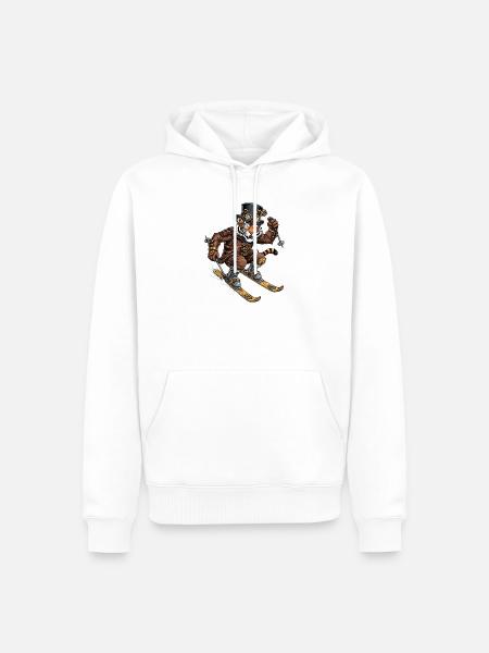 Steampunk Tiger Skifahrer Mit Zylinder - Männer Premium Bio Hoodie - Weiß