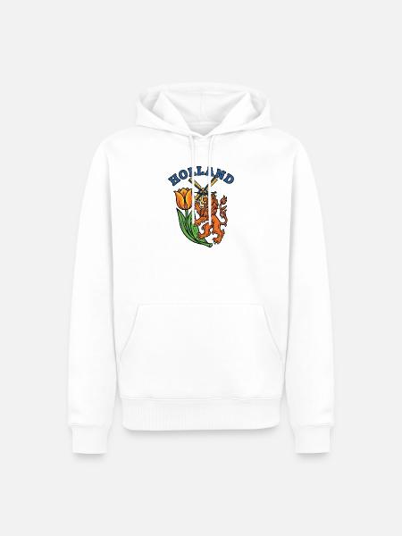 Holland Tulpenwindmühle Emblem - Männer Premium Bio Hoodie - Weiß
