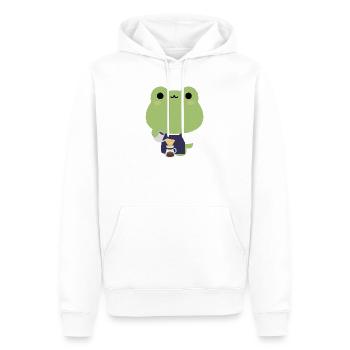 Kawaii Frog Barista - Men’s Premium Organic Hoodie - white - Front - Nico (187cm)