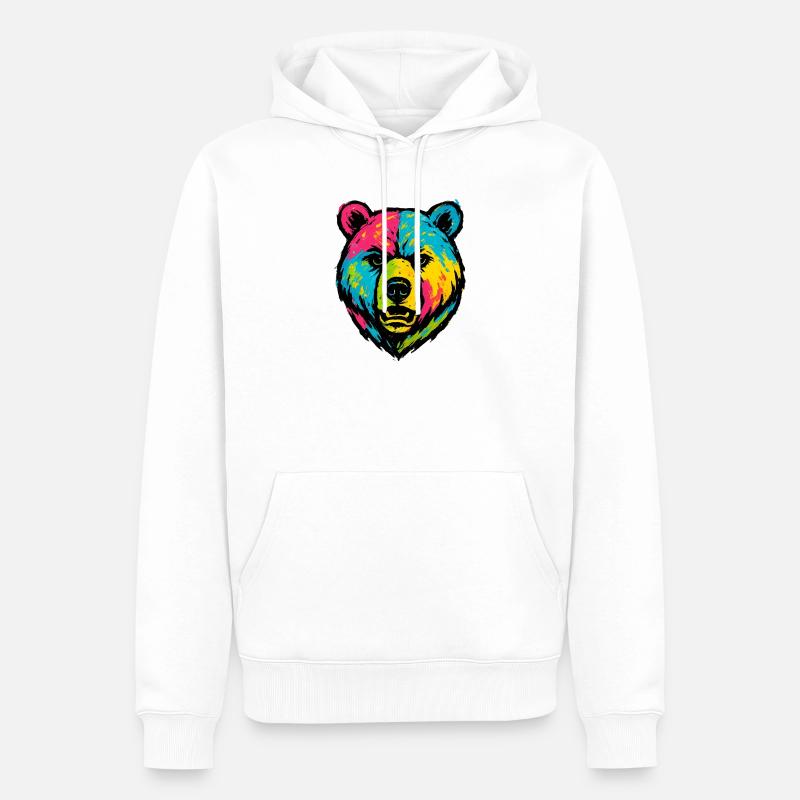 Ours mal léché Pop Art - Sweat à capuche Premium bio Homme - blanc