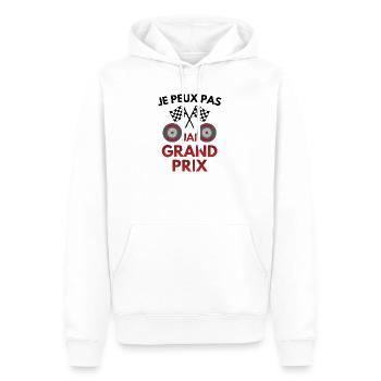 Je peux pas, j'ai Grand Prix, Humour course - Sweat à capuche Premium bio Homme - blanc - Devant - Nico (187cm)