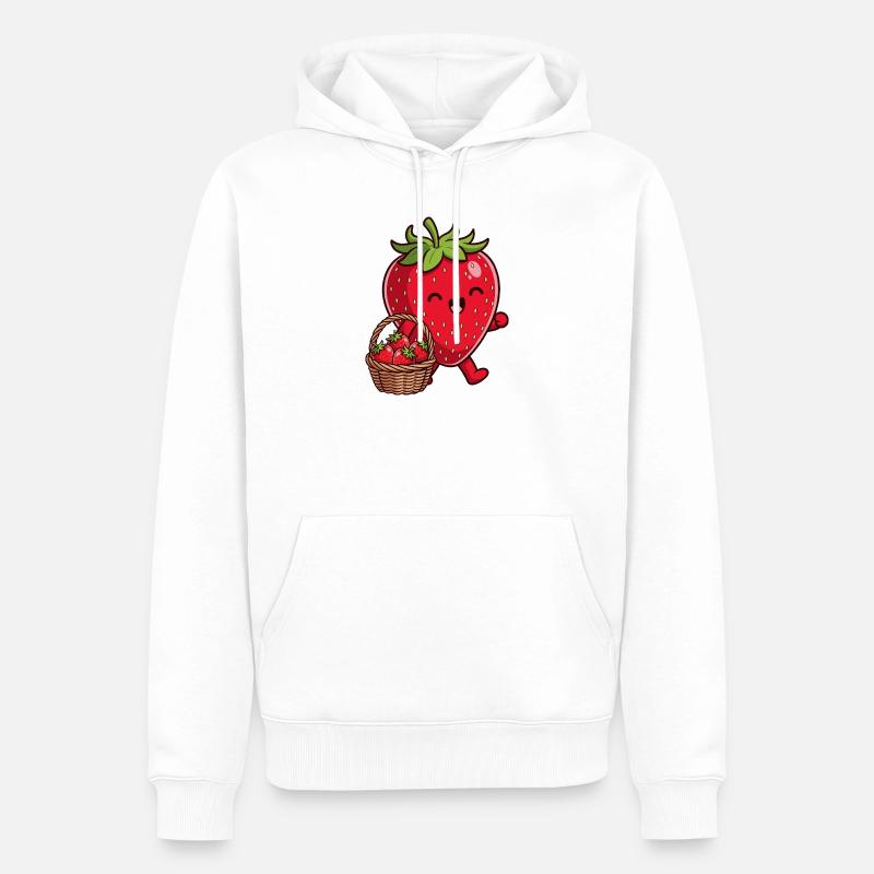 Fraise drôle - Sweat à capuche Premium bio Homme - blanc