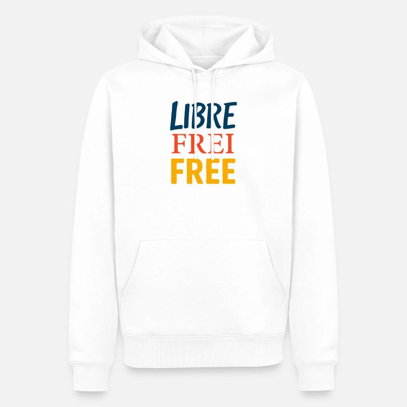 Libre - Sweat à capuche Premium bio Homme - blanc