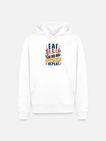 Instrument Harmonica Repeat-Music Harmonica - Men’s Premium Organic Hoodie - white