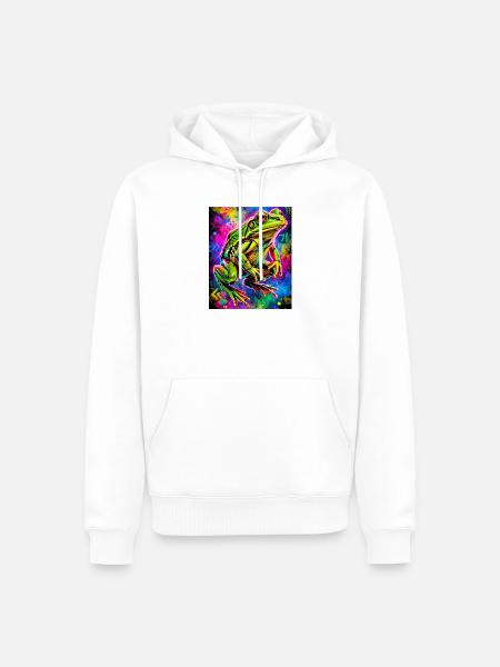 Frosch - Männer Premium Bio Hoodie - Weiß