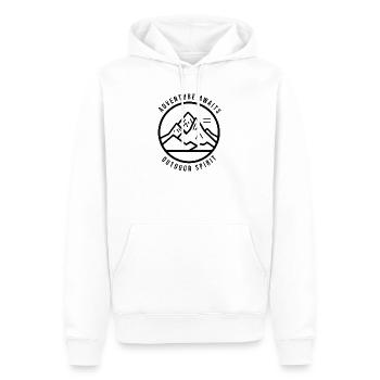 Adventure Awaits Black Outdoor - Männer Premium Bio Hoodie - Weiß - Vorne - Nico (187cm)