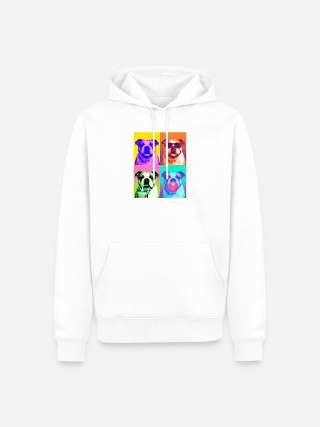 Hunde Bulldog Hund - Männer Premium Bio Hoodie - Weiß