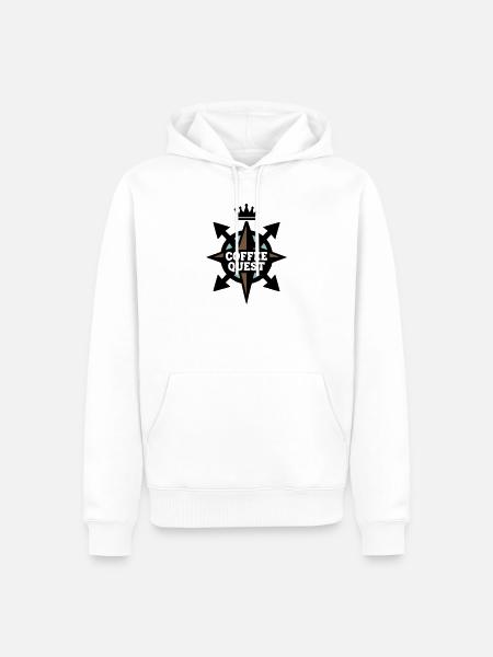Coffee Quest Kompass Wappen - Männer Premium Bio Hoodie - Weiß